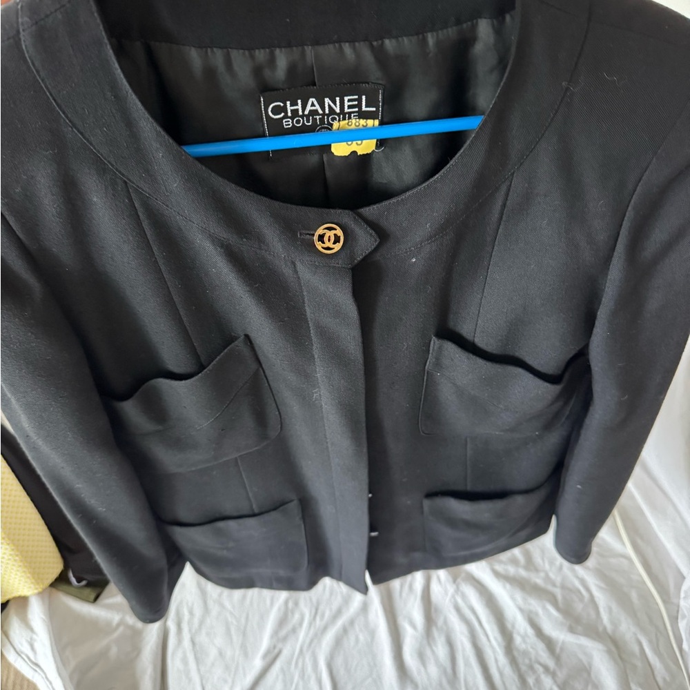 Chanel Black Women's Blazer with Gold Button